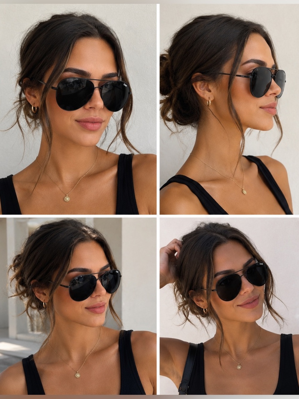 Quay Australia Black Aviator Sunglasses with Dark Lenses - Picture 2 of 6